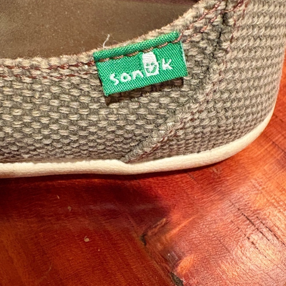 Sanuk men’s khaki slip on loafer casual - Picture 4 of 7
